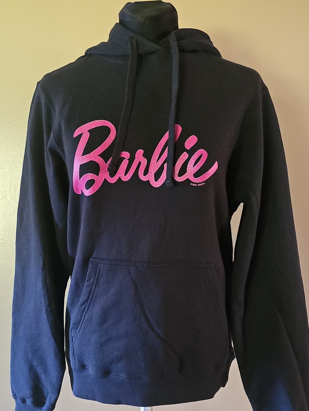 Mattel Black Pink Barbie Hoodie Sweatshirt Women's Size Small